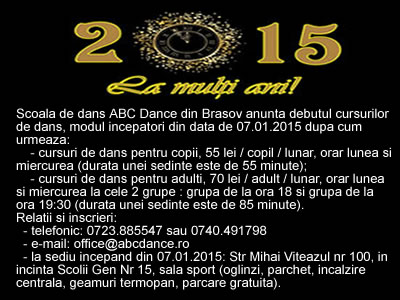 Curs dans Brasov 2015, Club dansuri Brasov, Dansuri incepatori Brasov, Curs de dans copii, Curs dans adulti incepatori, Scoala dansuri in Brasov, Dansuri pentru incepatori in Brasov, Curs dans sportiv copii adulti 2015